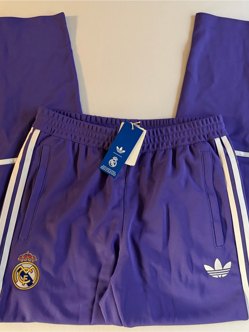 Real Madrid Adidas Track Pants Men MED Tapered Retro Trefoil Logo